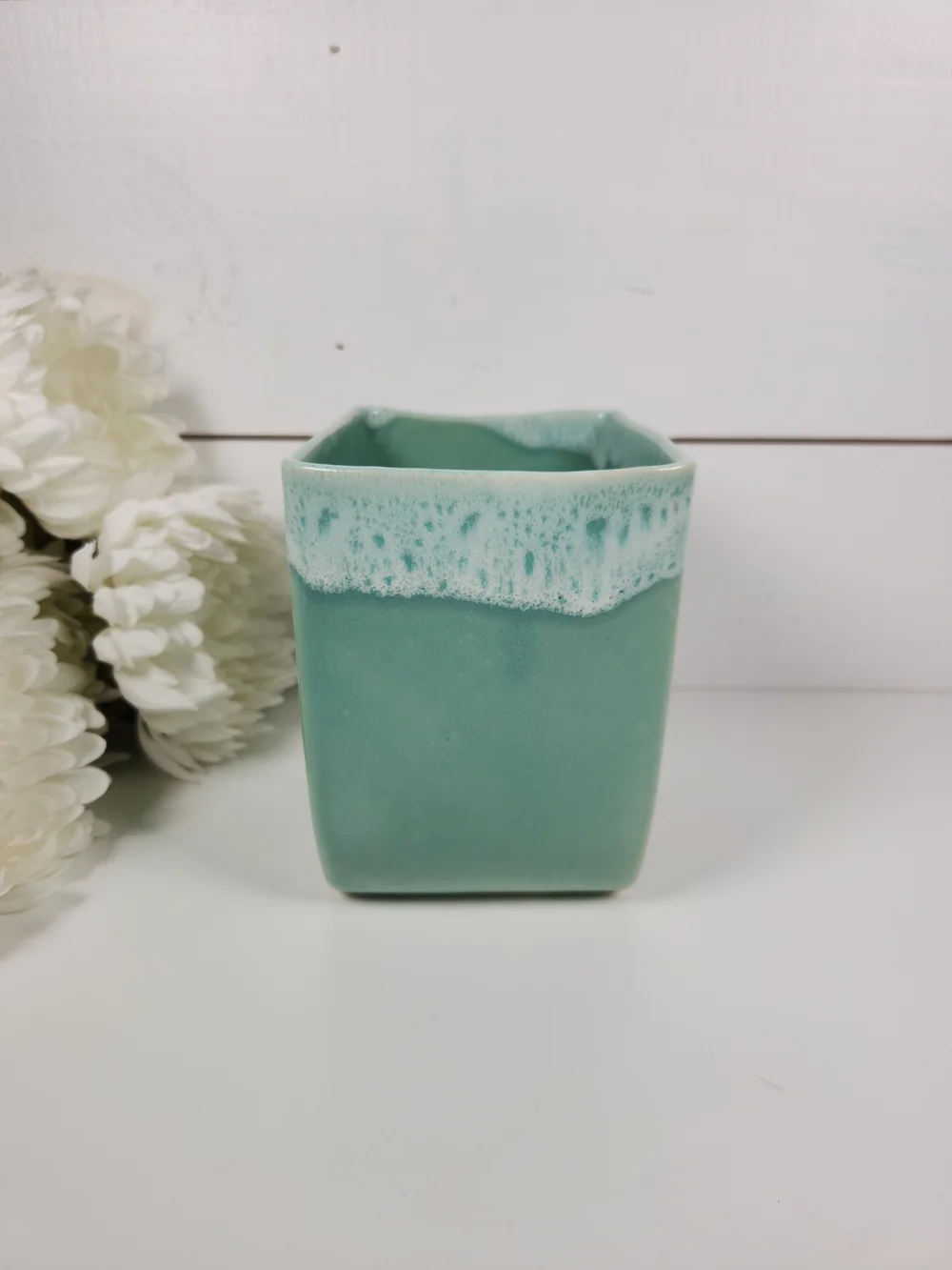 Vintage Upco USA 34 Seafoam Green Pottery Vase | Mid Century Planter | Retro